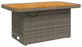 szürke polyrattan és akácfa kerti asztal 90 x 55 x 71 cm