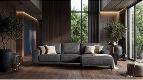 Antracitszürke bőrutánzat sarokkanapé (jobb oldali) Copenhagen – Scandic