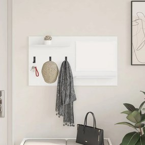 Fali Kabáthorog polcokkal Fehér 90 x 10 x 50 cm Faanyag