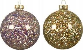 Karácsonyfadísz üveggömb, csillogó, flitteres