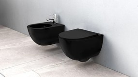 Felfüggesztett WC-csésze Rea Carlo Mini Rimless Flat Black Mat