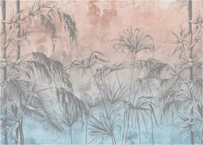 Kép - Trópusi növények a falon (üvegen) (70x50 cm)
