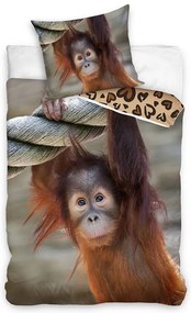Pamut ágynemét Orangutan majom, 140 x 200 cm, 70 x90 cm