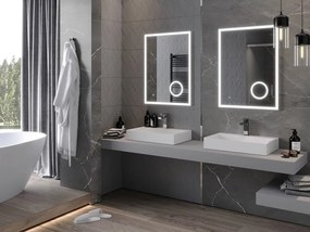 Mexen Kala világított fürdőszobai tükör kozmetikai tükörrel 60 x 80 cm, LED 6000K, páramentesítő