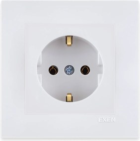 Exen Schuko szimpla elektromos aljzat földelt fehér +keret fehér