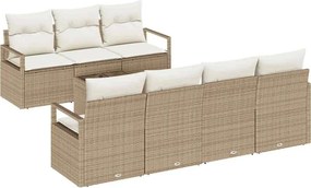 vidaXL Kanapé Szett 8 pcs Beige és krém polirattan