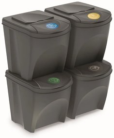 Szürke gyűjtemény szelektált hulladékhoz II, 4 x 25 l