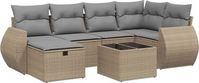 vidaXL 7 részes vegyes bézs polyrattan kerti ülőgarnitúra párnákkal