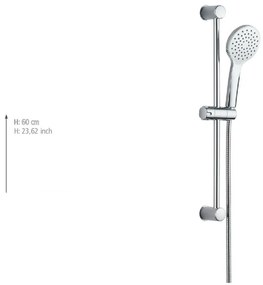 Ezüstszínű rozsdamentes acél zuhanyszett kézi tussal-tolható tartóval 60 cm No. 2 – Allstar