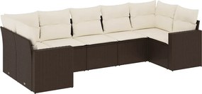 vidaXL 7 részes barna polyrattan kerti ülőgarnitúra párnákkal