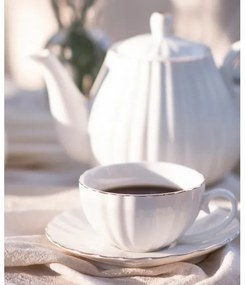 Fehér porcelán kávészett, 15 részes