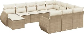 vidaXL 11 részes bézs polyrattan kerti ülőgarnitúra párnákkal