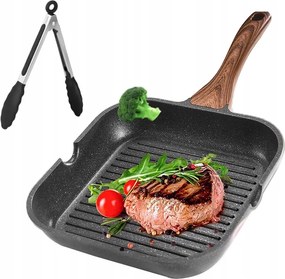 Négyzet alakú grill serpenyő halhús grillezéshez 28 cm