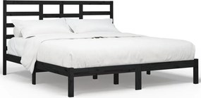 vidaXL fekete tömör fa ágykeret 200 x 200 cm