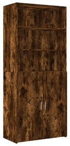 füstös tölgy színű szerelt fa tárolószekrény 80 x 42,5 x 225 cm