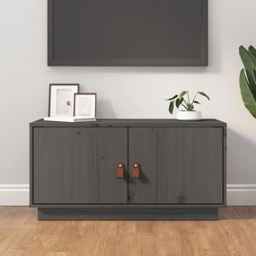 szürke tömör fenyőfa TV-szekrény 80x34x40 cm