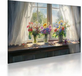 Üveg kép - Csokor az ablaknál (70x50 cm)