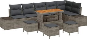 vidaXL Kerti Kanapé Szett párnával tárolóval 10 pcs Szürke Poli rattan