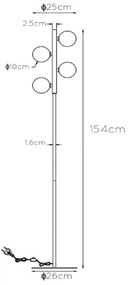 Lucide 45774/04/02 - Állólámpa TYCHO 4xG9/28W/230V arany