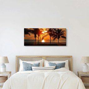 Pálmafa a naplementében képe (120x50 cm)
