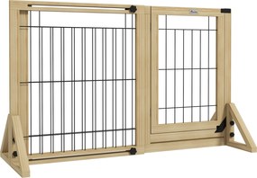 PawHut Fa Kutyabiztosító 112-159x70 cm Bővíthető Háziállat Keverő Ajtóhoz, Folyosóhoz és Lépcsőkhez Trianguláris Támogató Lábakkal Természetes Fából |