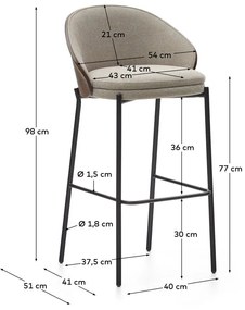 Barna-bézs bárszék (ülésmagasság 77 cm) Eamy – Kave Home