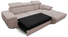 CASTELO L-alakú, ággyá alakítható jobb oldali sarokkanapé tárolóval, bézs