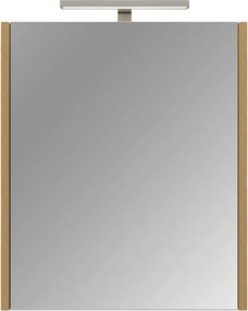 Piramida AKVA Tükrös fürdőszobai szekrény - LED világítással - FEHÉR-TÖLGY - 60 x 69 x 15 cm