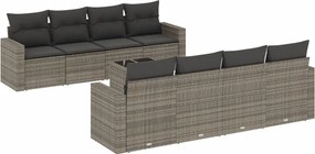 vidaXL 9 részes szürke polyrattan kerti ülőgarnitúra párnákkal