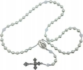 Rózsafüzér dróton, fehér gyöngy, Szeplőtelen Szűzanya