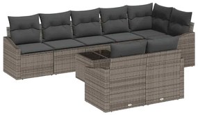 vidaXL Kerti Kanapé Szett párnával 9 pcs Világosszürke polirattan