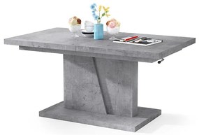 NINO bővíthető dohányzó- és étkezőasztal emelhető asztallappal, beton szürke