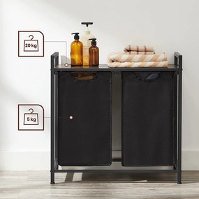 Szennyestartó, szennyes kosár 2 x 46 liter, rusztikus barna