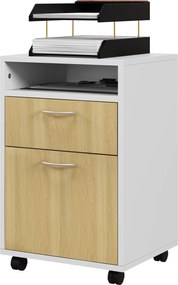 HOMCOM Mobil Irodai Irattartó Szekrény Fiókkal és Nyomtató Állvánnyal 40x35x60 cm Természetes és Fehér | Aosom