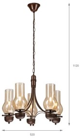 Brilagi - LED Csillár láncon COTTAGE 5xE14/40W/230V tölgy/barna