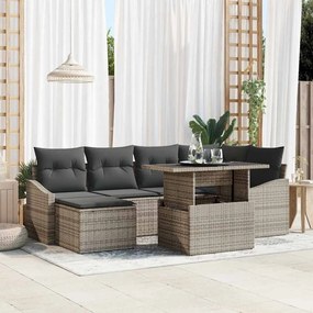 vidaXL Kerti Kanapé Szett 7 pcs Szürke Poli rattan, porfestett acél