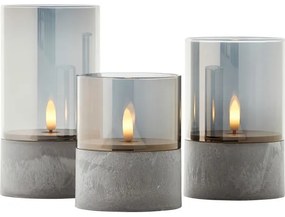 Brilliant - 3 darabos LED gyertya készlet BOUGIE LED/2xAA IP44 szürke/füstszínű