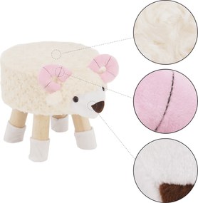 Zsámoly bárány alakban, Velvet szövet fehér/rózsaszín/természetes, LOLA