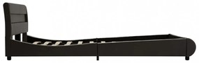 Antracitszürke led-es műbőr ágykeret 140 x 200 cm