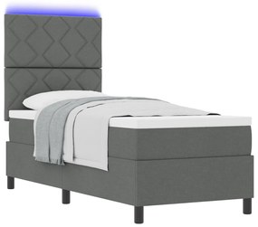 Rugós ágy matraccal és LED lámpával, sötétszürke, 80x200 cm szövet