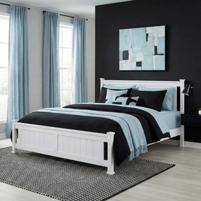 Ágy ágyráccsal, fenyő/fehér, 160x200 LUCAS NEW