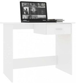 magasfényű fehér szerelt fa íróasztal 100 x 50 x 76 cm