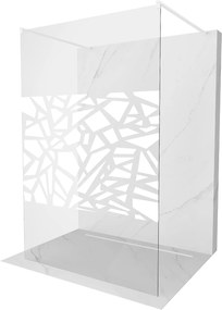 Mexen Kioto, átmenő zuhanyparaván 100 x 200 cm, 8mm átlátszó / fehér üvegminta, 2x fehér stabilizáló távtartó, 800-100-002-20-85
