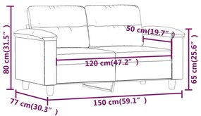 kétszemélyes fekete mikroszálas szövetkanapé 120 cm