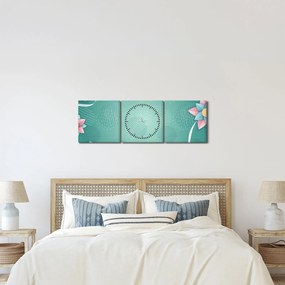 Kép - Körök virággal (órával) (90x30 cm)
