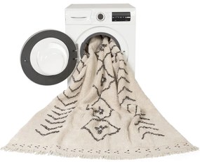 Krémszínű mosható kézi szövésű pamut szőnyeg 140x210 cm Bereber Rhombs – Lorena Canals