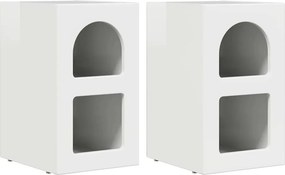 vidaXL Éjjeli asztal 2 pcs Magas Fényű Fehér 29,5 x 33,5 x 50 cm