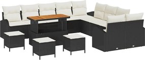 vidaXL Kerti Kanapé Szett párnával 14 pcs Fekete polirattan