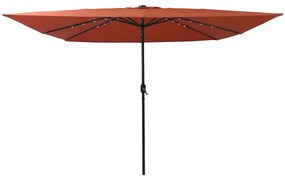 Négyzet alakú Kerti Napernyő LED Fénnyel 295x245 cm Terrakotta