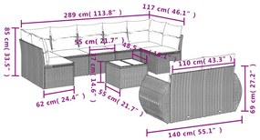 10 részes szürke polyrattan kerti ülőgarnitúra párnákkal